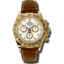 Rolex Watches Daytona Yellow Gold Leather Strap 116518 wabr