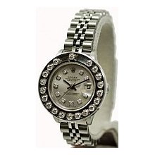 Rolex Women's Datejust Preowned 1.5ct Happy Set Diamond Bezel -Silver