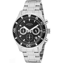 Rotary Men's Chronograph Black Dial Stainless Steel