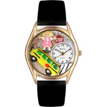 School Bus Driver Black Leather And Goldtone Watch ...