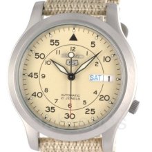 Seiko 5 Automatic Men Beige Fabric Snk803 Snk803k2