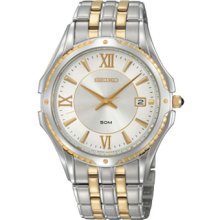 Seiko Gentleman's Two Tone Stainless Steel White Dial Watch