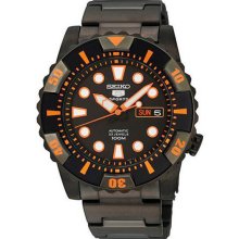 Seiko Men's Black Orange Stainless Steel Seiko 5 Sports Automatic SNZJ21