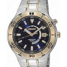 Seiko Men's Kinetic Navy Blue Dial Two Tone SKA442