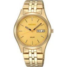 Seiko Men's Sne036 Gold Tone Solar Champagne Dial Watch