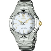 Seiko Men's Stainless Steel Kinetic Auto Relay White Dial SMA033