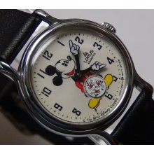 Seiko Mickey Mouse Silver Quartz Watch with Subdial $395