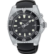 Seiko SKA371P2 Kinetic Dive Watch Black Dial Strap - Intl model of