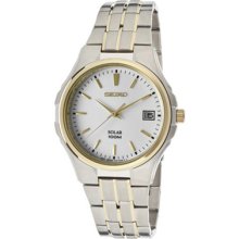 Seiko Sne132p1 Men's Solar Stainless Steel Band White Dial Watch