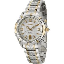 Seiko SNQ124 Two Tone Coutura Perpetual Date Quartz Silver Tone D ...