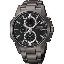 Seiko Solar Black Chronograph Watch - Ssc095 - Men