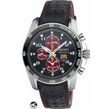 Seiko Sportura Alarm Chronograph Watch W/ Leather Strap