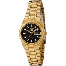 Seiko Women's 5 Automatic SYM602K Gold Stainless-Steel Automatic Watch with Black Dial