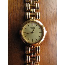 Seiko Women's Gold Plated Gold Dial Quartz Watch SXNC66 Goldtone