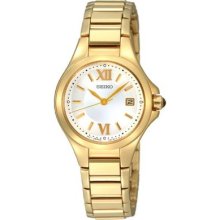 Seiko Women's SXDC18 Solar Goldtone Stainless Steel White Dial