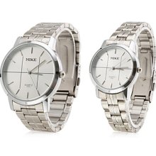 Silver Pair of Alloy Analog Quartz Wrist Watch