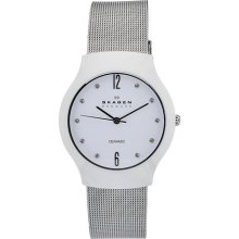 Skagen 3-hand with Glitz Steel Mesh and Ceramic Women's watch #817SCWS