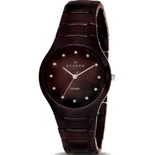 Skagen 817SDXC Ceramic Brown Dial Women's Watch