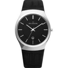 Skagen 925xlslb Mens Black Leather Watch