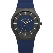 Skagen Denmark Mens Blue Leather Watch 234xxltbln