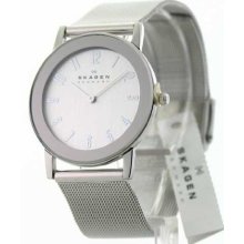 Skagen Men's Silver Dial Slim Mesh Bracelet Watch - Skagen 39LSS