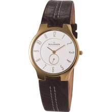 Skagen Men's Slim Brown Leather Watch - 433LGL1