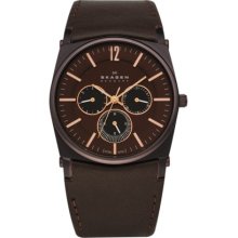 Skagen Watch 759ldrd Men's Brown Dial Brown Genuine Leather