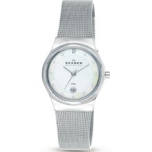 Skagen Women's Silvertone Twisted Topring Mesh