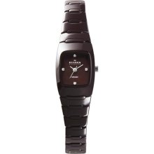 Skagen Women's Swarovski Element Rectangle Mocha Ceramic Watch - 814XS