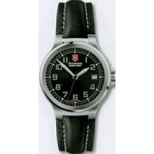 Small Black Dial Peak II Watch With Black Leather Strap