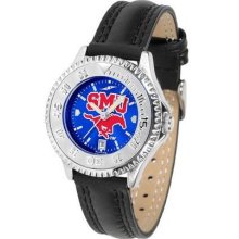 Southern Methodist Mustangs Ladies Leather Wristwatch