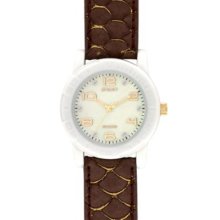 Sprout Brown White Corn Resin Case with Brown Fish Skin Strap