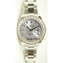 Stainless Steel 41mm Datejust II Model 116334 Silver Diamond Dial & A Custom Added 2 Ct. Diamond Bezel