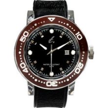 Stainless Steel Water Resistant Watch - Black/Red