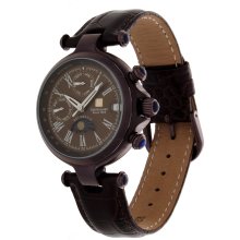 Steinhausen Women's Three Eyes Stainless Steel Coffee Leather Strap Watch (coffee)