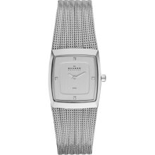 Striped Mesh Steel Womens Watch