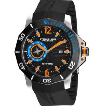 Stuhrling 320 331657 Quartermaster Auto Date Black Dial Rubber Mens Watch