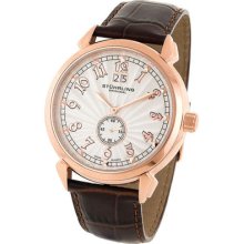 Stuhrling 50d 3345k2 Eternal Sunrise Ii Swiss White Dial Leather Mens Watch