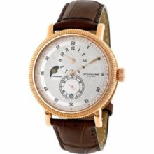 Stuhrling Original 97.3345K2 Mens Classic Century Plaza Slim Swiss Quartz with Rosegold Plated Stainless Steel Case Silver Dial and Brown Leather Strap Watch
