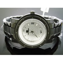 Super Techno By Joe Rodeo 12 Diamonds 50MM Black Case Silver Face Watch