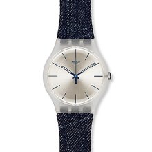 Swatch Blue Jeans Denim Strap Watch - Blue