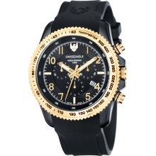 Swiss Eagle Men's 'Landmaster' Chronograph Black/ Gold Watch (Landmaster Chronograph Black Gold Watch)