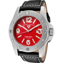 Swiss Legend Watch 20188-05 Men's Conqueror Red Dial Black Leather