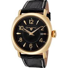 SWISS LEGEND Watches Men's Executive Black Dial Gold Tone Black Leathe