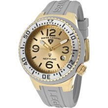 SWISS LEGEND Watches Neptune (44 mm) Gold Dial Grey Bezel Grey Silicon