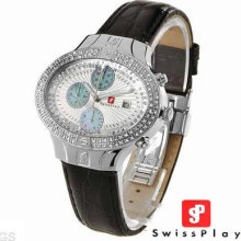 Swissplay Diamond Chronograph Watch, Aqua Jo Jo Master