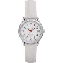 Timex Ladies Basic Round Case, White Dial, White Strap - T2h391