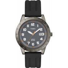 Timex Men's T2N919 Elevated Classics Gun Metal Case Resin Strap Watch