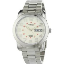 Timex T2n437 Slvrtone Dress Bracelet White Dial Watch