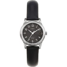 Timex Women's Indiglo Quartz Black Leather Strap Watch